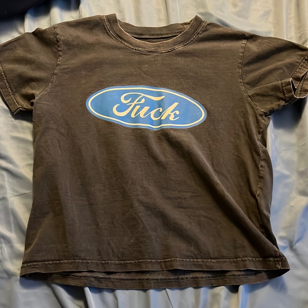 pacsun navy blue crop top with a play on the ford logo
